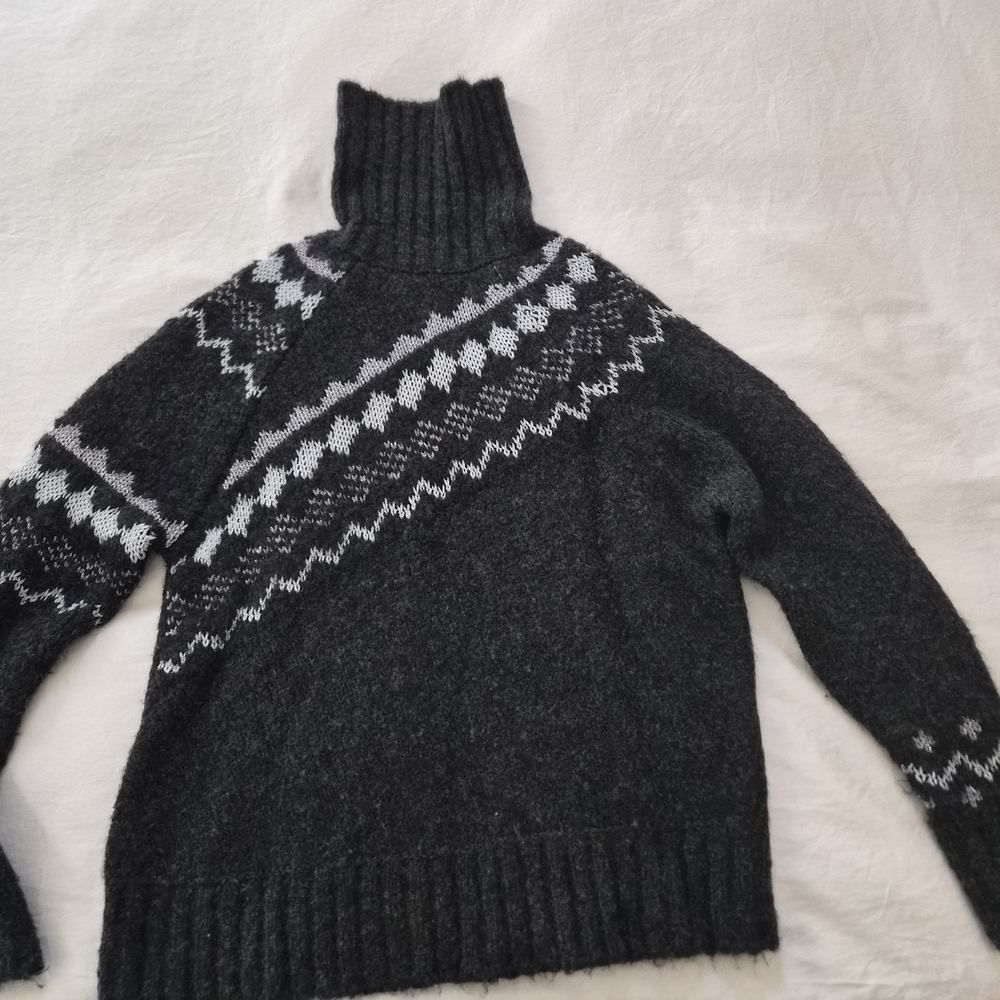 Derek Lam Black and Gray Patterned Turtleneck Swe… - image 7